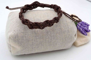Bracelet amitié homme ou ado en 100 % coton marron chocolat