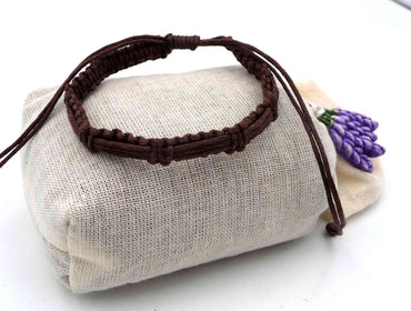 Bracelet de l'amitié unisexe réglable en 100 % coton marron chocolat