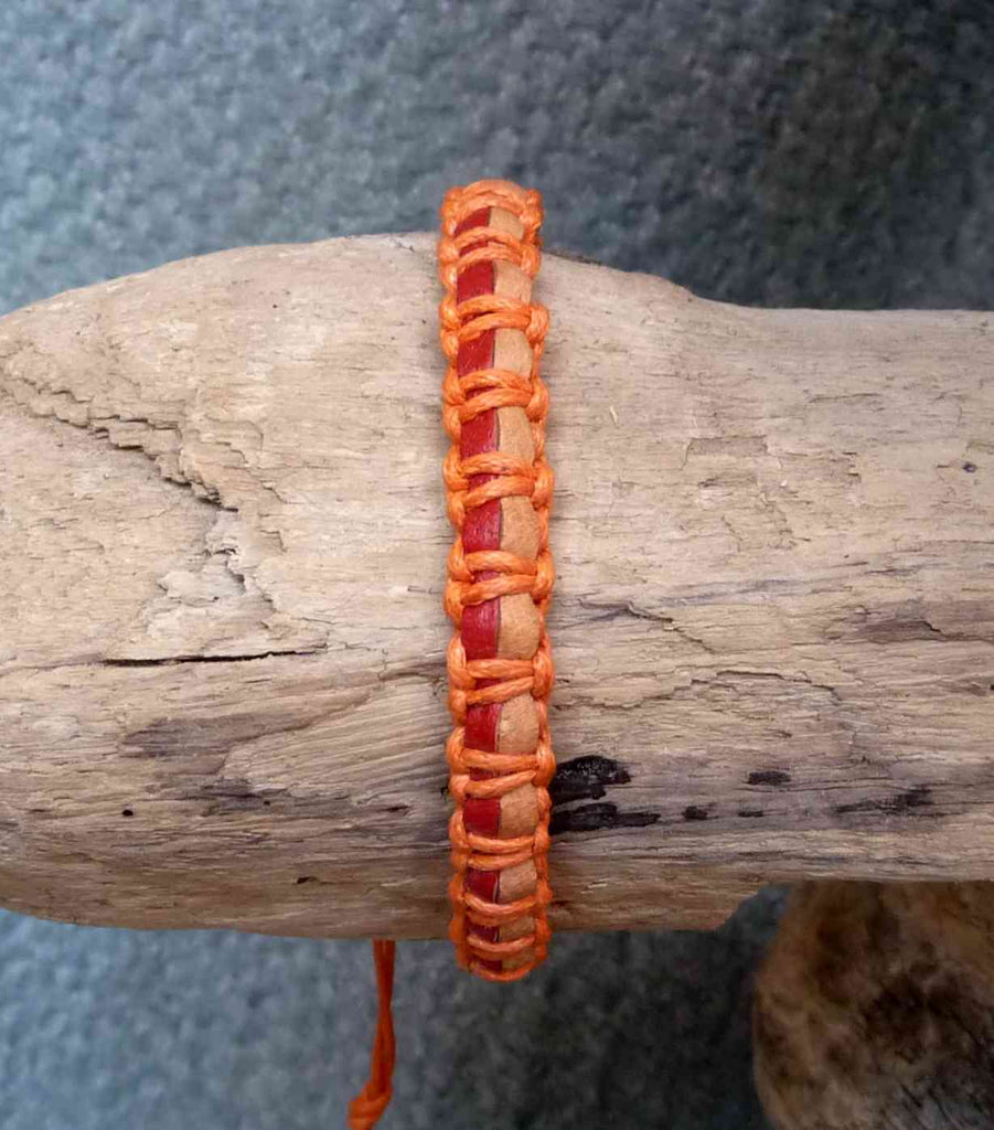 Bracelet réglable unisexe en cuir véritable naturel et coton