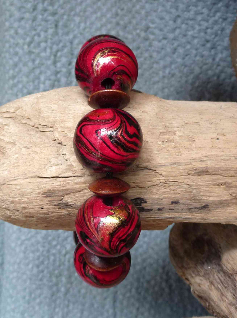 Bracelet en bois de manguier rouge