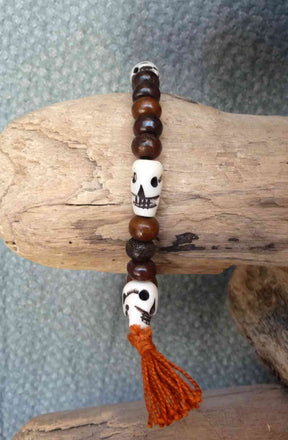 Bracelet mala tête de mort en os de yack