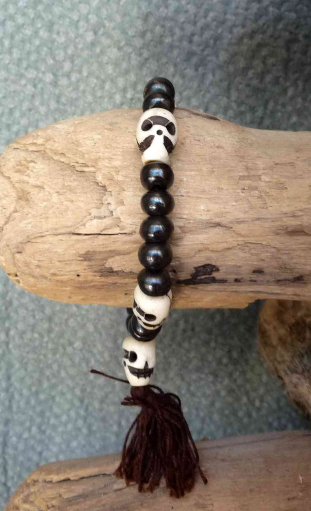 Bracelet mala tête de mort en os de yack