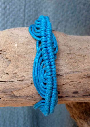 Bracelet Brésilien amitié bleu turquoise 100 % coton