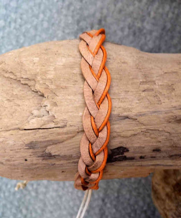 Bracelet en cuir tressé et coton