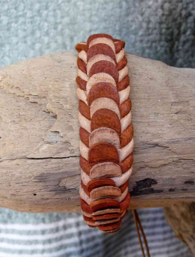 Bracelet réglable pour ado ou homme en cuir naturel et marron