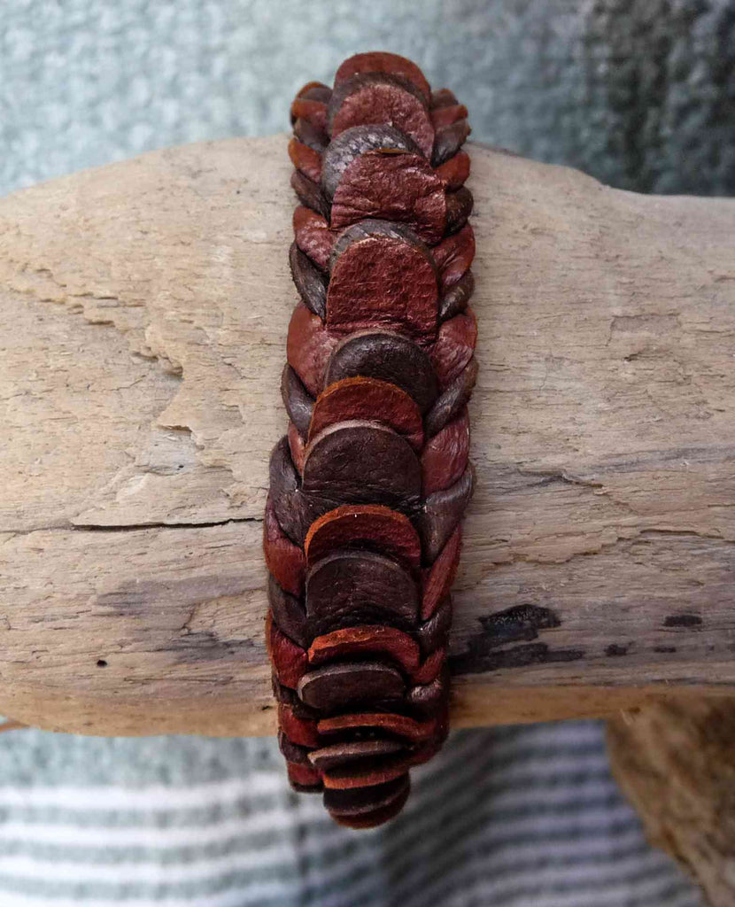 Bracelet réglable pour ado ou homme en cuir véritable marron