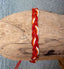 Bracelet en cuir tressé rouge et coton