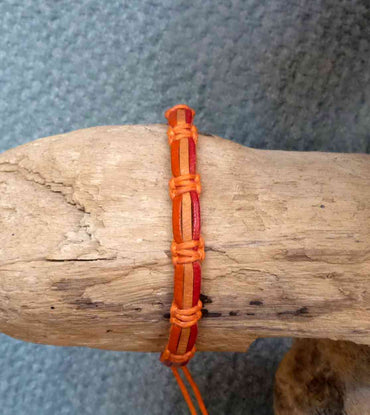 Bracelet réglable unisexe en cuir véritable naturel et coton
