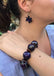 Parure bracelet + boucles d'oreilles en bois peint violet