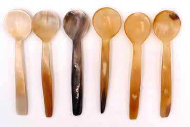 6 cuillères à thé café moka sucre sel... en corne bio 11 cm