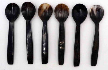 6 cuillères à café, moka, etc... en corne de zébu bio Madagascar 12 cm