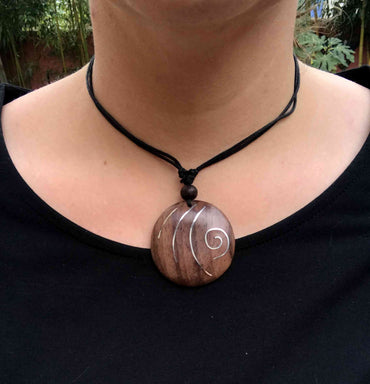 Collier en bois de sono et argent 925 Bali