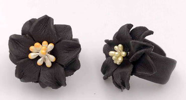 Bague Vintage en cuir Fleur de Lys marron chocolat taille réglable