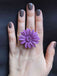 Bague Vintage en cuir marguerite fleur violette mauve taille réglable