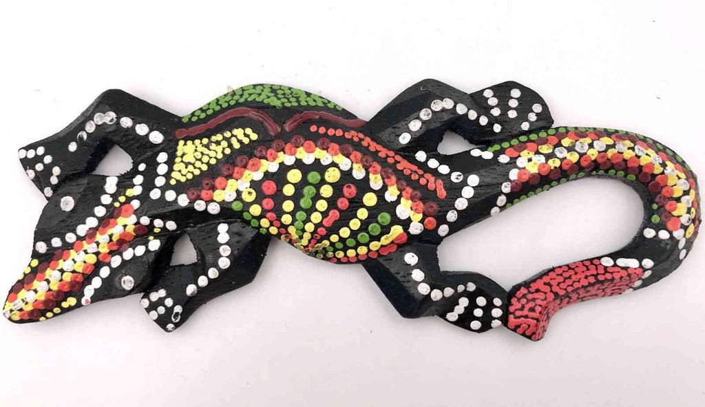 Gecko margouillat salamandre lézard aborigène en bois 15 cm