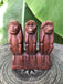 3 singes de la sagesse sculptés en bois de suar N2