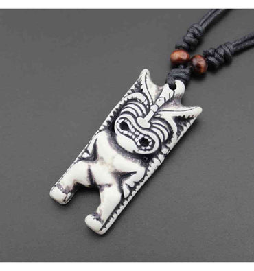 Collier mixte homme / femme avec pendentif Tiki - bijou polynésien