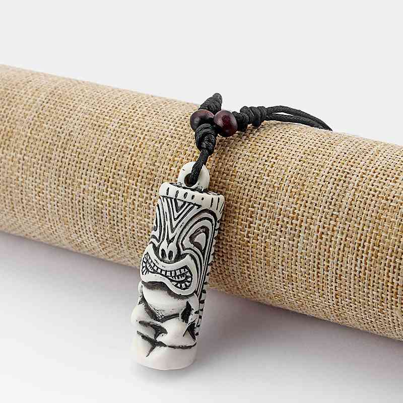 Collier mixte avec pendentif Tiki - bijou maori Hawai Tahiti