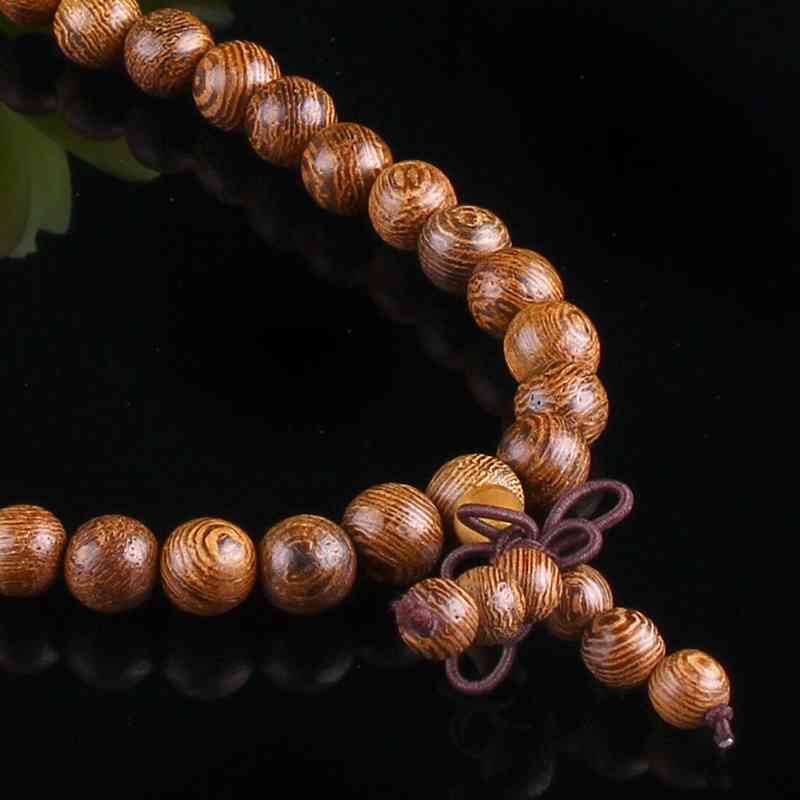 Bracelet Mala Tibétain de méditation 108 perles en bois Wengé + noeud sans fin