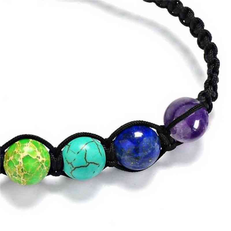 Bracelet Shamballa 7 chakras en pierres fines. Bijou feng shui méditation.