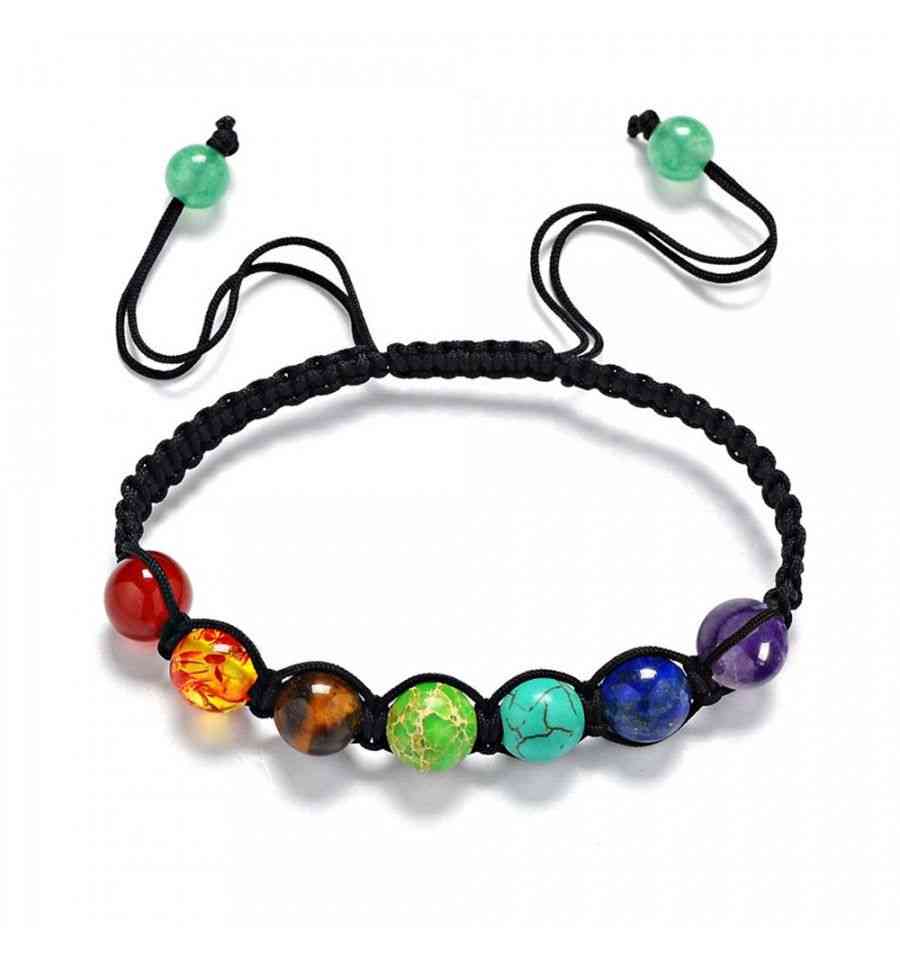 Bracelet Shamballa 7 chakras en pierres fines. Bijou feng shui méditation.