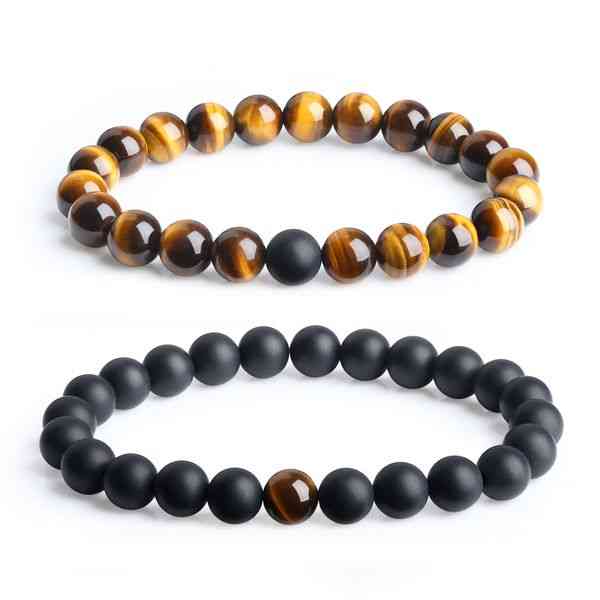 Bracelets de distance / couples - Agate noir & Oeil de Tigre Bracelet Elle & Lui