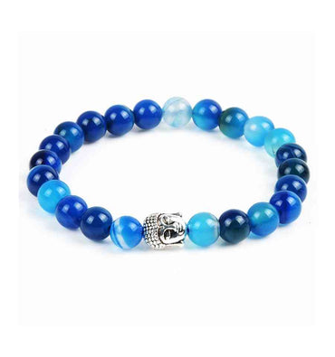Bracelet en Agate bleue + perle Bouddha