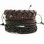 Ensemble de 5 bracelets tendance en cuir tressé et bois, Ailes d'ange.
