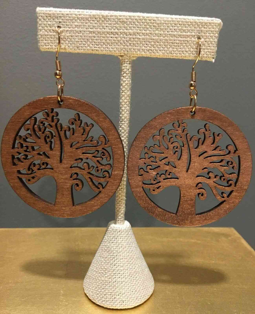 Boucles d'oreilles Arbre de Vie en bois