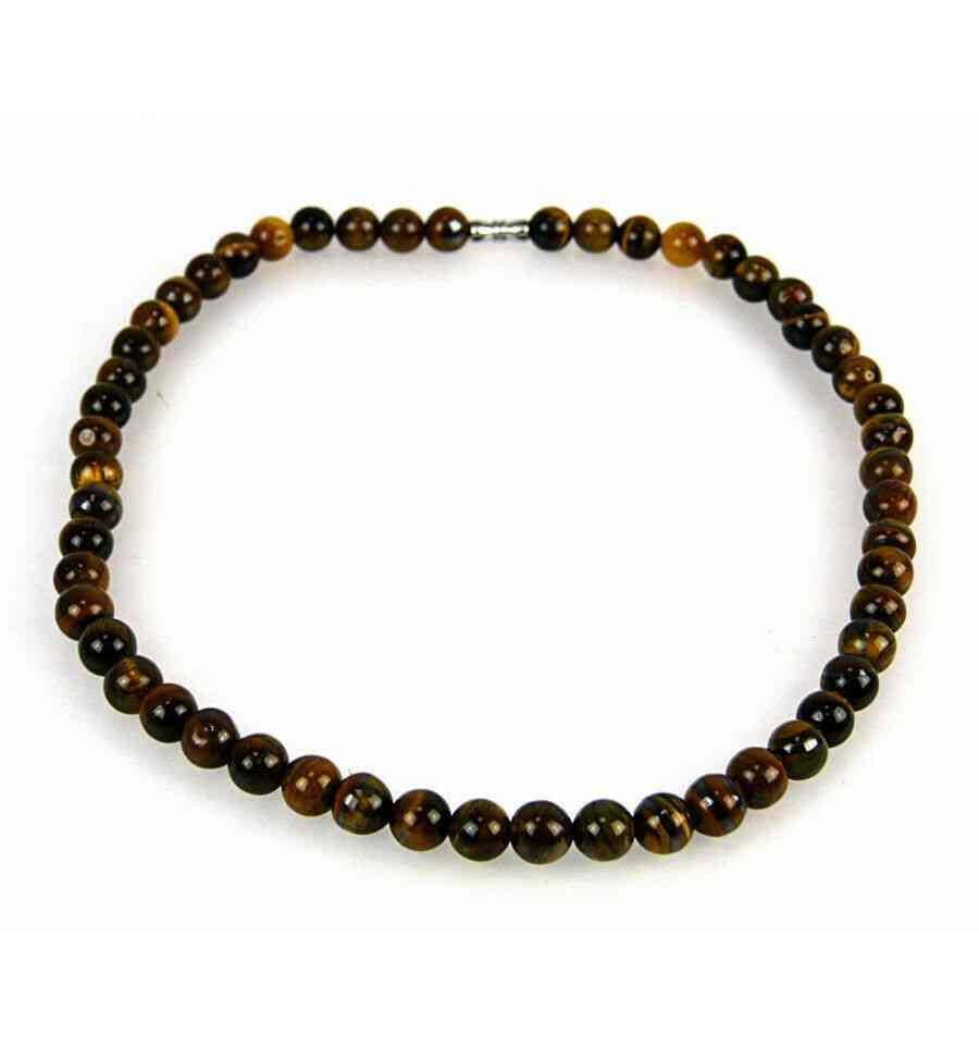 Collier / Ras de cou en Oeil de Tigre naturel. Perles de 8 mm.
