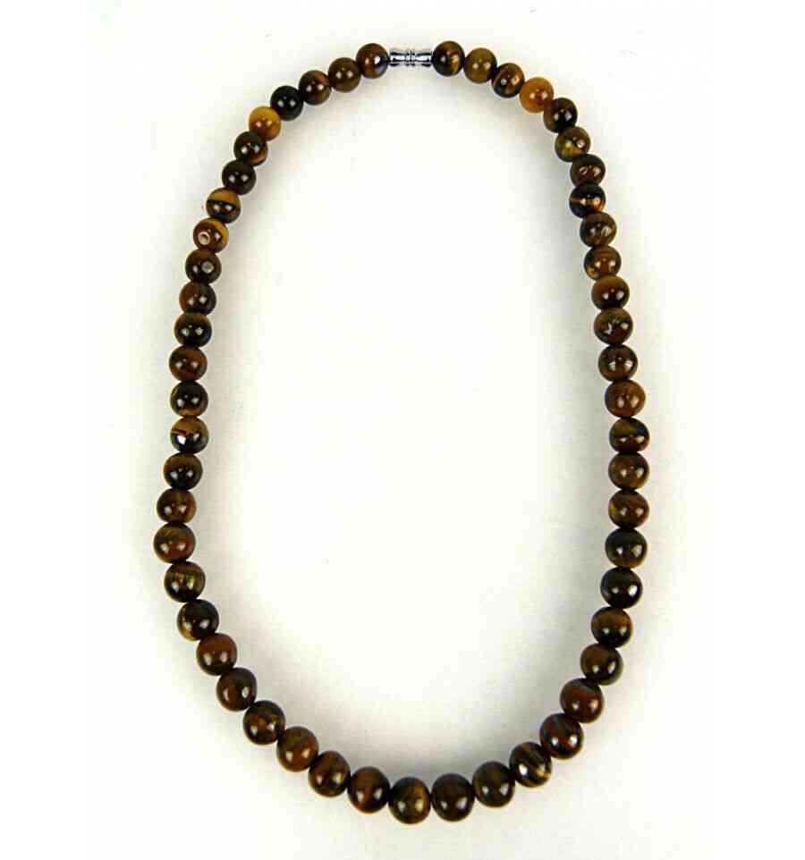 Collier / Ras de cou en Oeil de Tigre naturel. Perles de 8 mm.