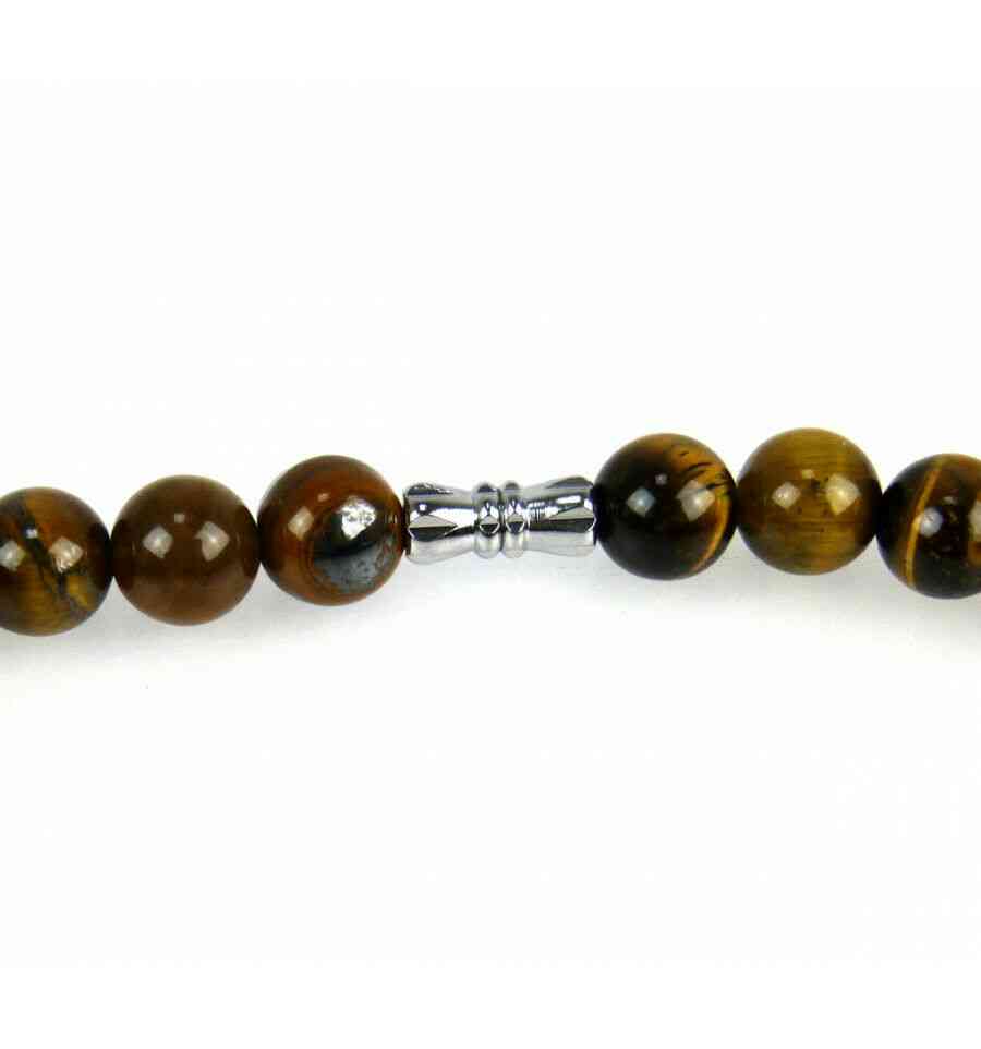 Collier / Ras de cou en Oeil de Tigre naturel. Perles de 8 mm.
