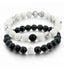 Bracelets de distance / couples - Agate noire et Howlite blanche - Le Yin et le Yang