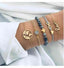 Lot de 5 bracelets style bohême en métal doré, symbole infini, tortue, amour
