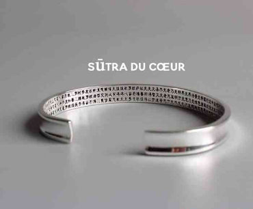 Bracelet Tibétain gravé "Om Mani Padme Hum" en cuivre blanc
