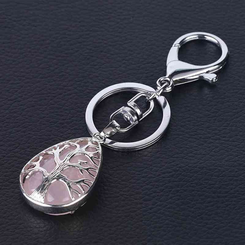 Porte clef bijou de sac symbole arbre de vie en métal argenté