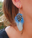 Boucles d'oreilles plume Apache bleue artisanat Amérindien