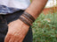 Ensemble de 5 bracelets tendance en cuir tressé et bois, Ailes d'ange.