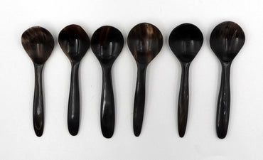 6 cuillères en corne de Zébu bio forme ronde 8 cm