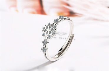 Bague flocon de neige "Inspiration de l'Hiver" en argent 925