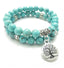 Lot de 2 Bracelets en Howlite bleue + breloque "arbre de vie"