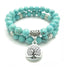 Lot de 2 Bracelets en Howlite bleue + breloque "arbre de vie"
