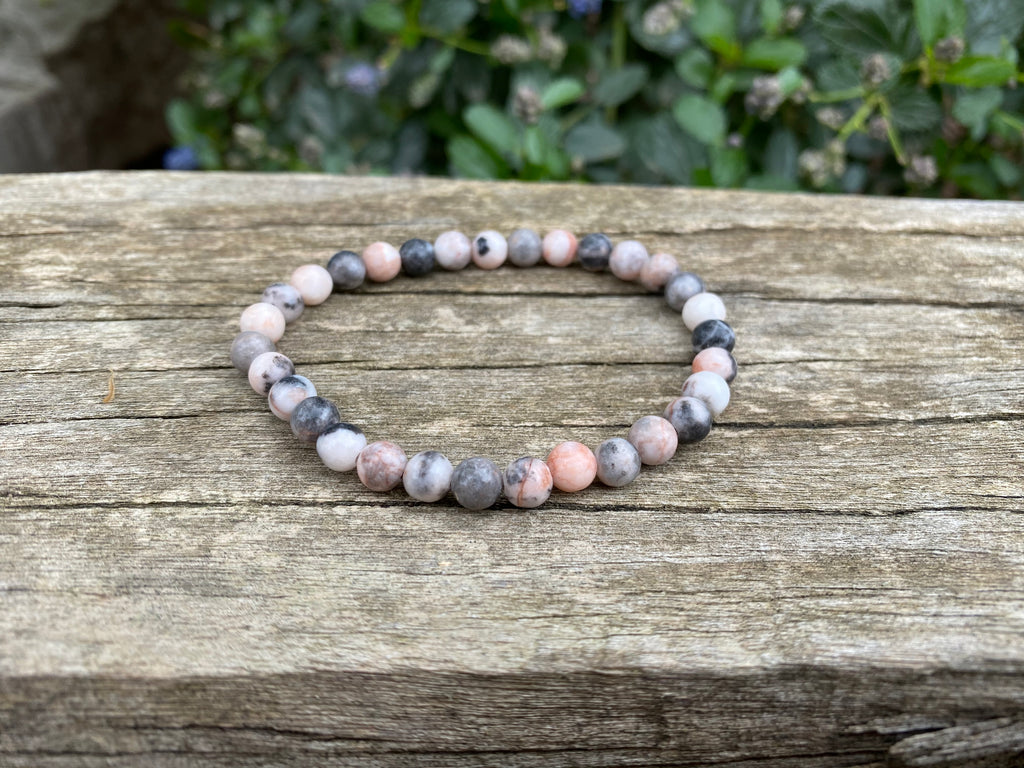 Bracelet en Jaspe Zèbre Rose 6 mm-