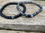 Bracelets de distance / couples - Agate noire et Labradorite 6 mm