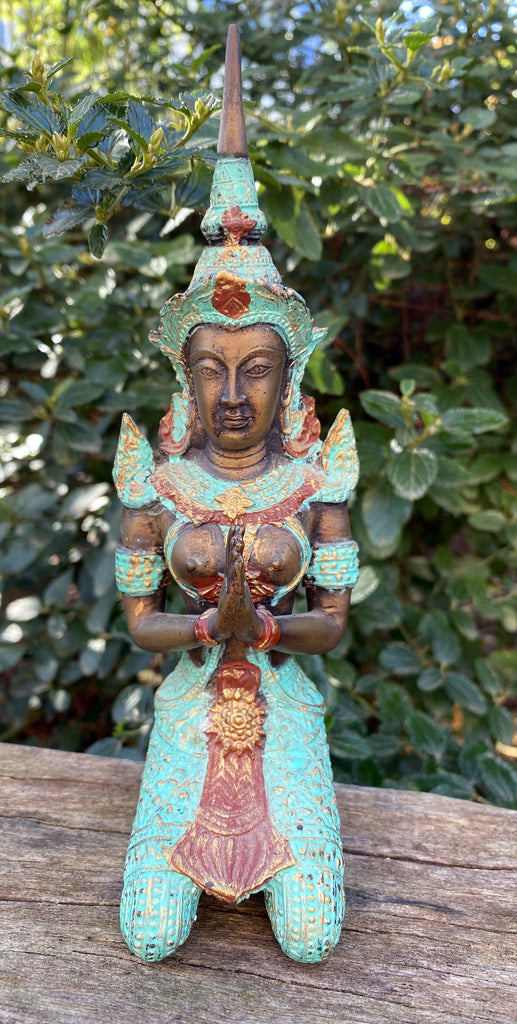Statuette danseuse Thaï en costume traditionnel en bronze
