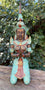 Statuette danseuse Thaï en costume traditionnel en bronze