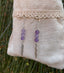 Boucles d'oreilles pendantes à 3 boules en Améthyste naturelle et breloque plume