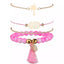 Lot de 4 bracelets rose pâle Glamour Bohème Chic "Amour des Iles"