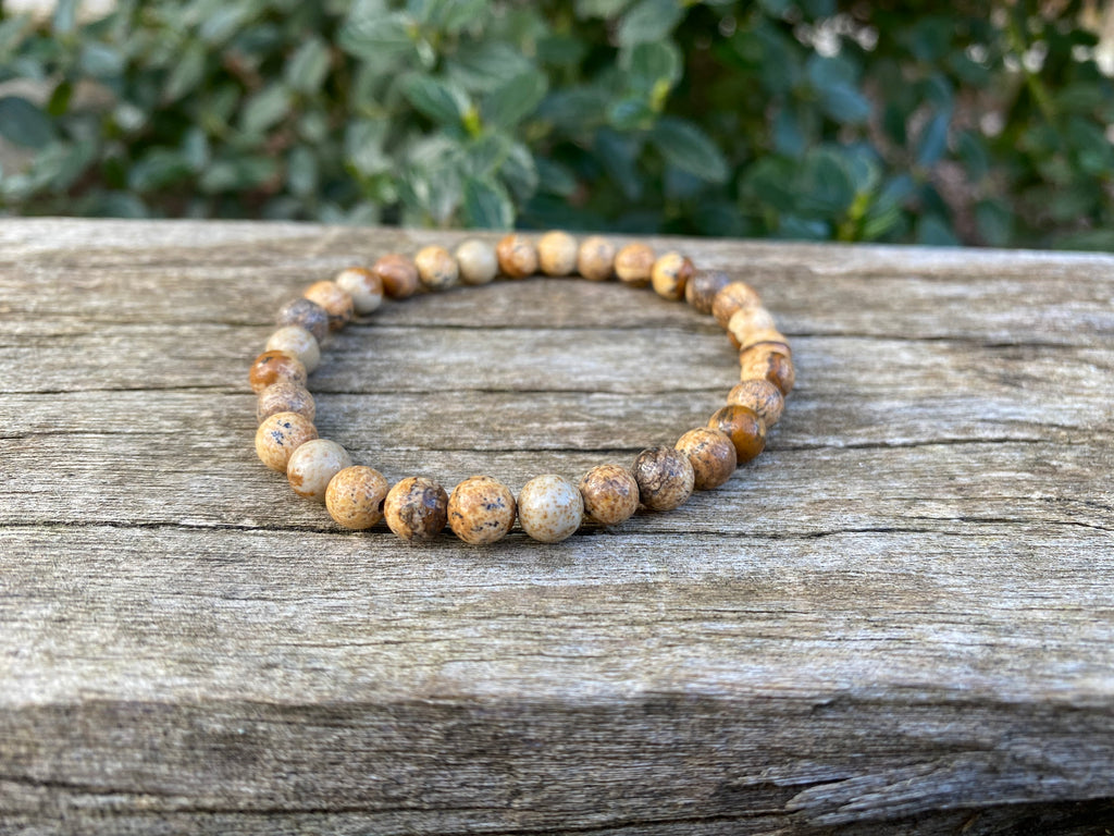 Bracelet en Jaspe Image ou Jaspe Paysage - Boules 6 mm