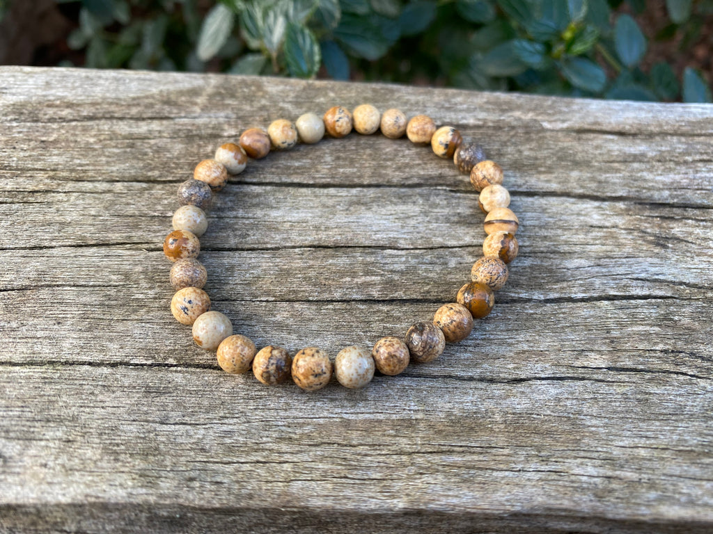 Bracelet en Jaspe Image ou Jaspe Paysage - Boules 6 mm